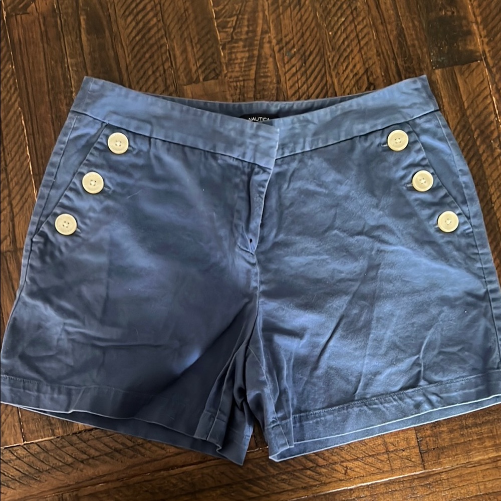 Nautica Blue High Waist Shorts with Nautical Design